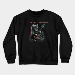 Feline like a rockstar - Cat playing guitar Crewneck Sweatshirt